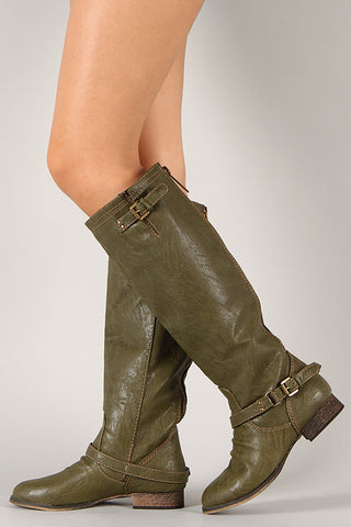 Bamboo Suede Fur Cuff Riding Knee High Boots