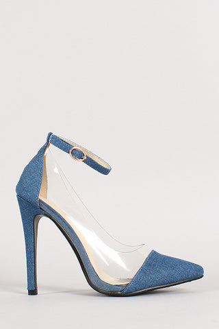 Qupid Circle Cut Out Open Toe Stiletto Heel
