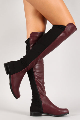 Bamboo Suede Fur Cuff Riding Knee High Boots