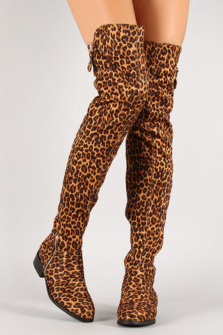 Nubuck Lace Up Peep Toe Stiletto Over the Knee Boots