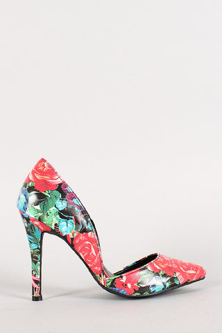 Qupid Circle Cut Out Open Toe Stiletto Heel