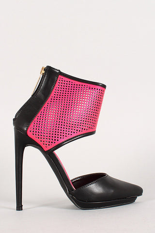 Qupid Circle Cut Out Open Toe Stiletto Heel