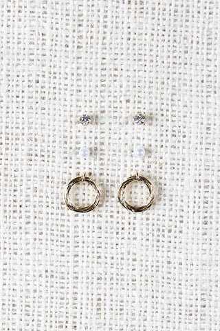 Double Rhinestone Star Studs Jacket Earrings