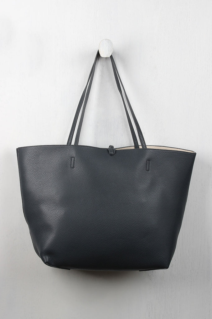 Reversible Suede And Leather Tassel Tote Bag