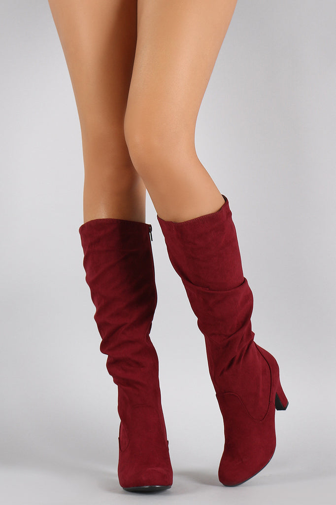 Vegan Suede Slouchy Chunky Heel Boot