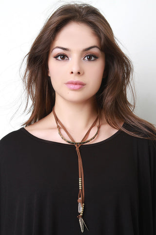 Beaded Fringe Suede Necklace