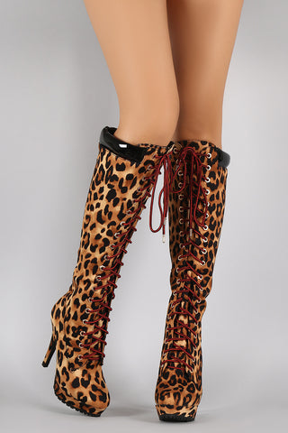 Bamboo Suede Fur Cuff Riding Knee High Boots