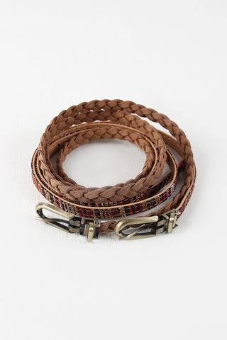 Skinny Braided Concho Belt