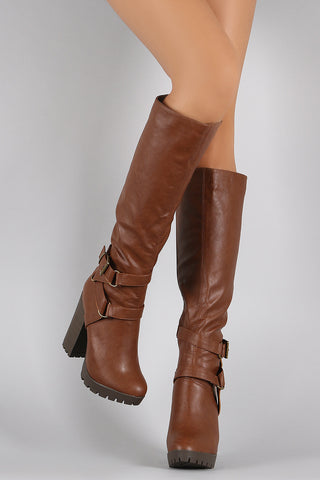 Bamboo Suede Fur Cuff Riding Knee High Boots