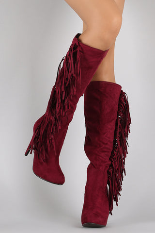 Bamboo Suede Fur Cuff Riding Knee High Boots