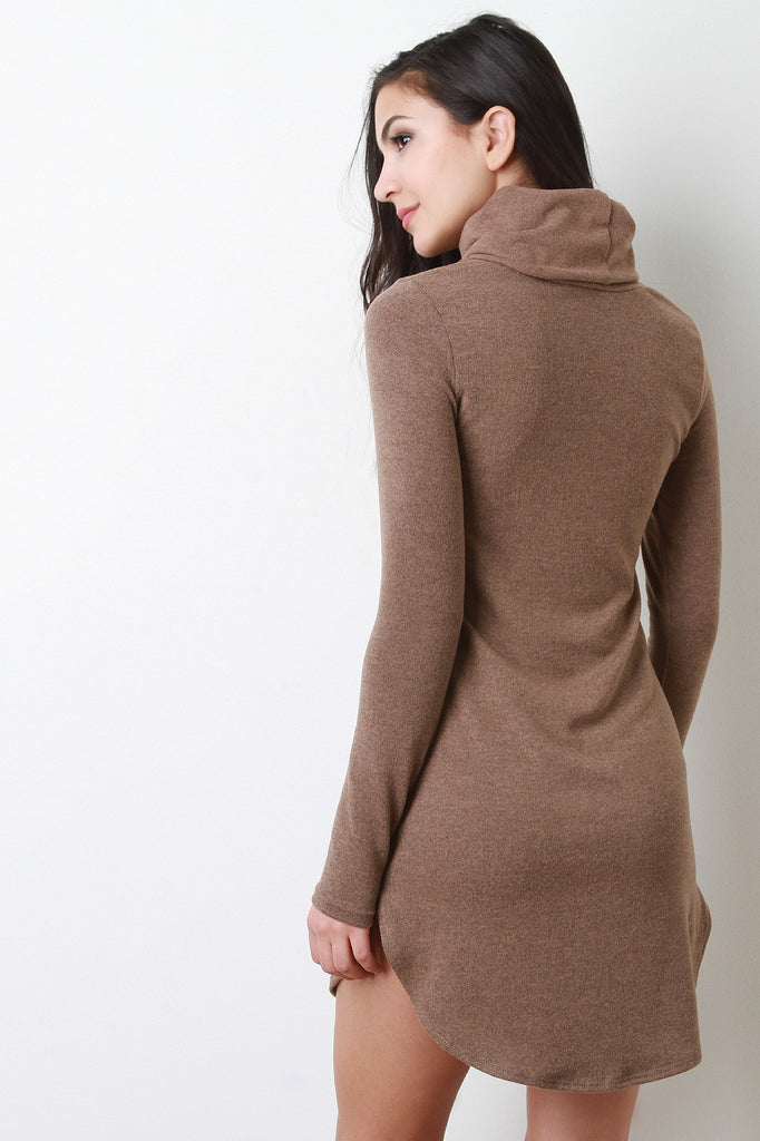 Cowl Neck Long Sleeve Tunic Dress