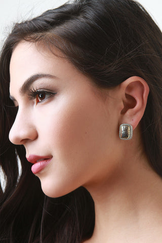 Double Rhinestone Star Studs Jacket Earrings