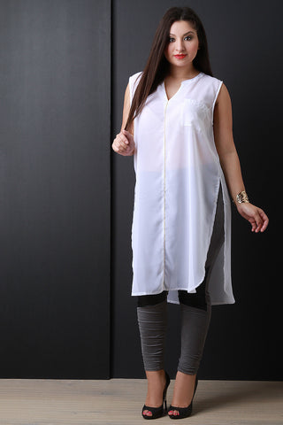 Chiffon Sleeveless Cape Necklace Top