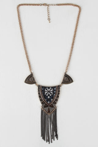 Beaded Fringe Suede Necklace