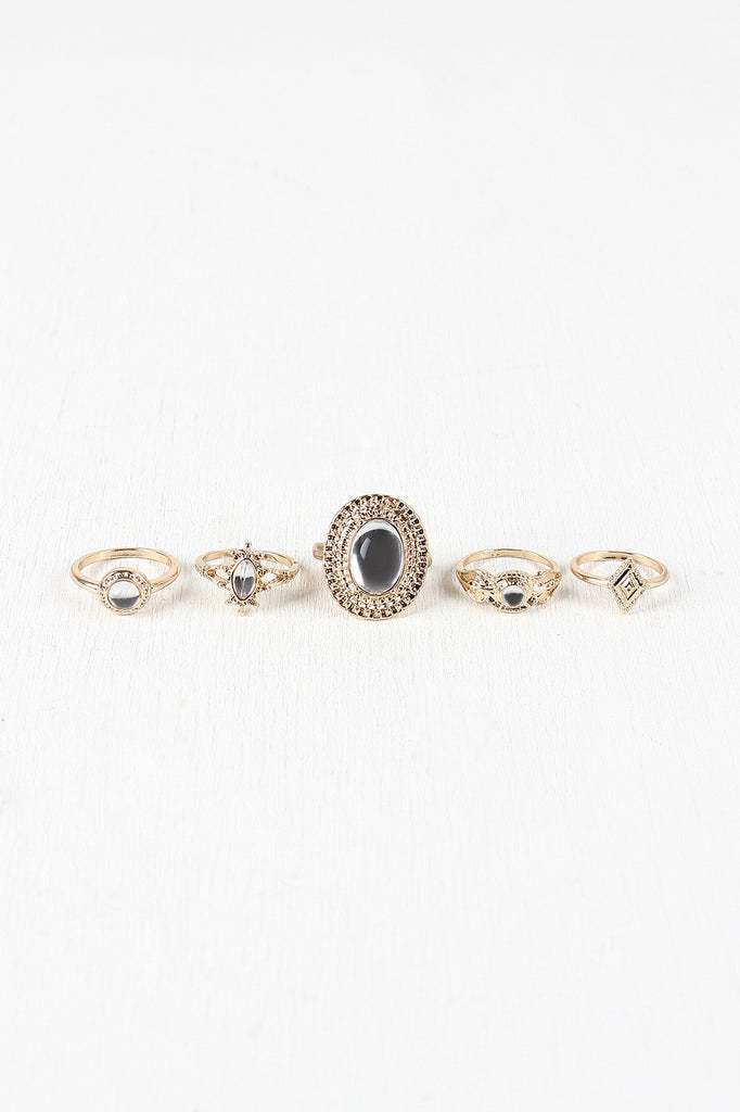 Etched Bezels Ring Set