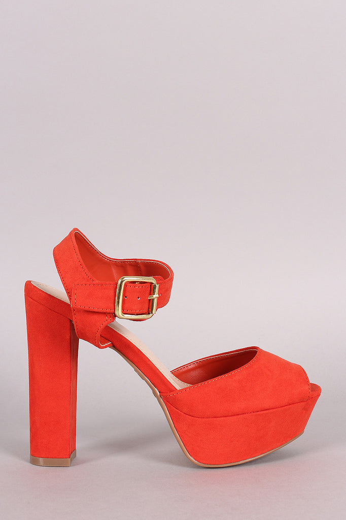 Bamboo Peep Toe Platform Chunky Heel