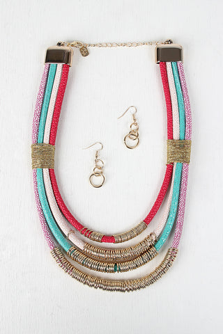 Beaded Fringe Suede Necklace