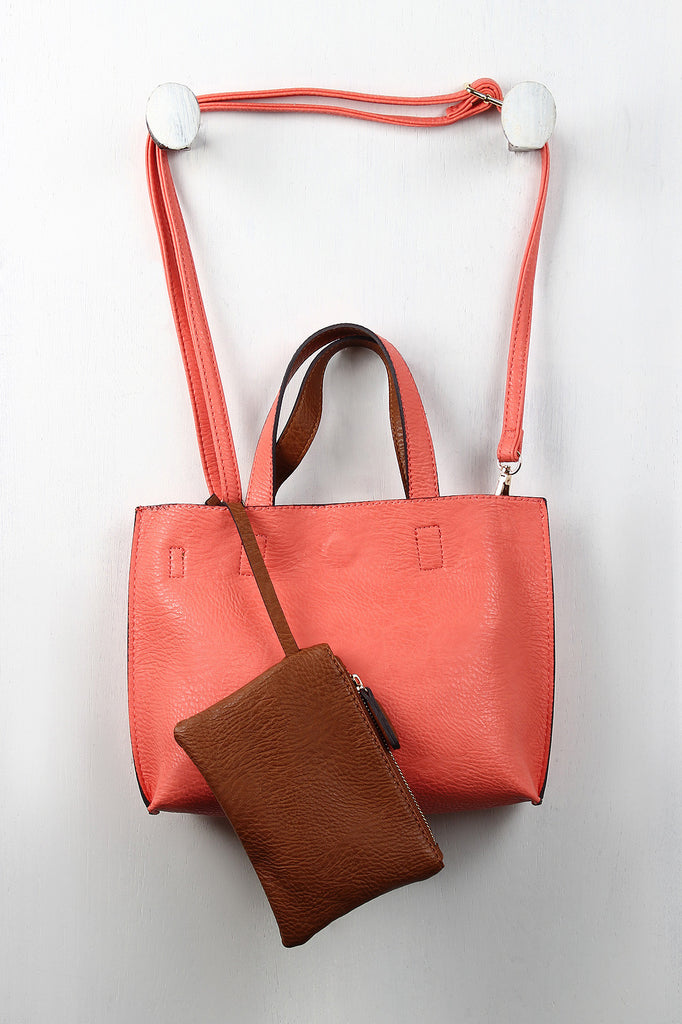 Reversible Pebbled Vegan Leather Mini Tote Bag