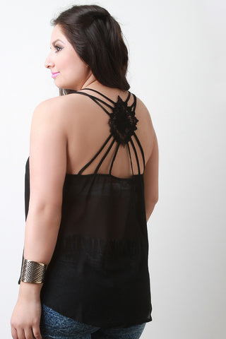 Crochet Open Back Short Sleeve Top