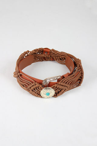 Skinny Braided Concho Belt