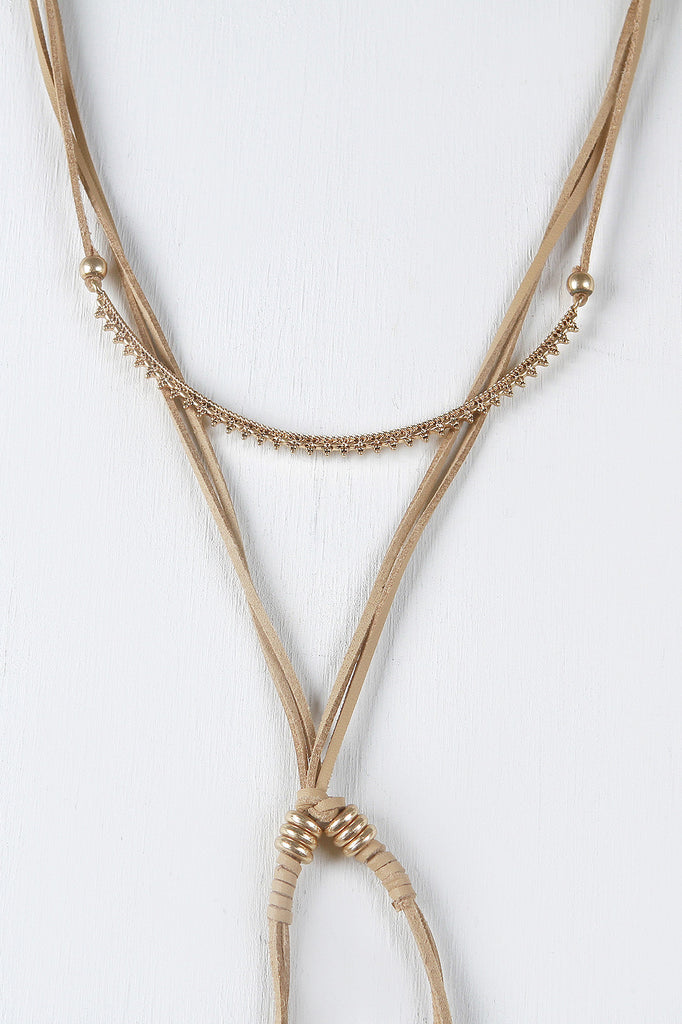 Vegan Suede Beaded Cord Necklace