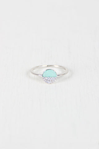 Crescent Moon and Faux Turquoise Ring