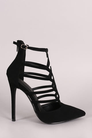 Qupid Circle Cut Out Open Toe Stiletto Heel
