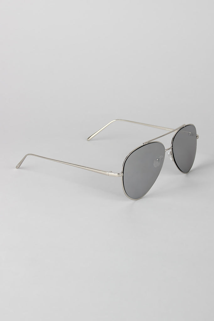 Double Bridge Mirrored Aviator Sunglasses