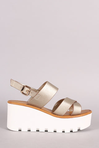 Open Toe Lug Sole Flatform Wedge