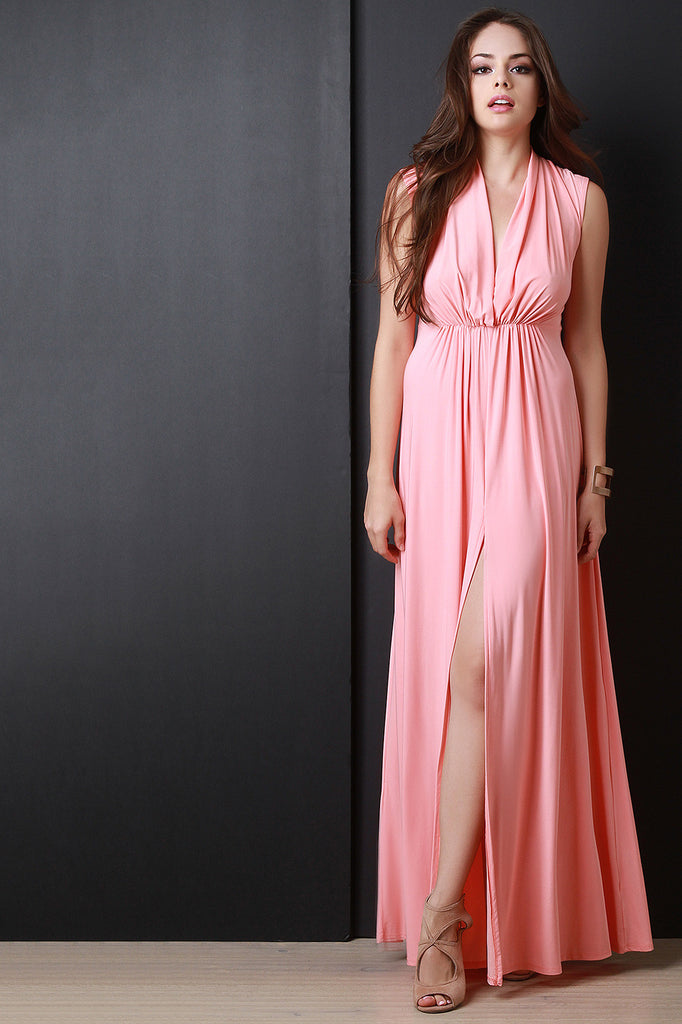 Deep V Grecian Maxi Dress