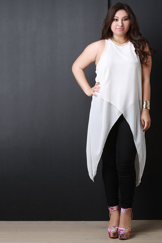 Chiffon Sleeveless Cape Necklace Top