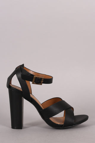 Anne Michelle Rhinestone Suede Ankle Strap Platform Heel