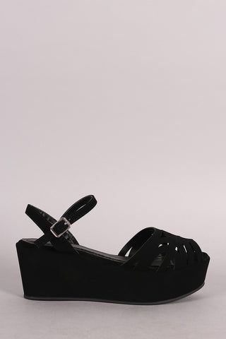Open Toe Lug Sole Flatform Wedge