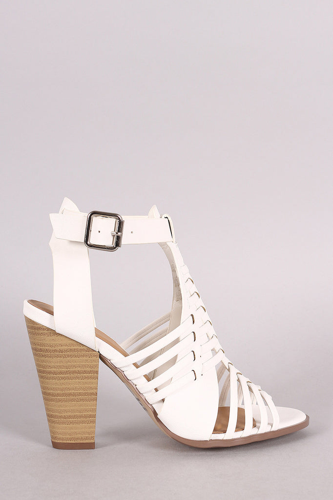 Delicious Huarache Woven Chunky Heel