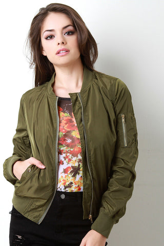 Zip Accent Bomber Jacket