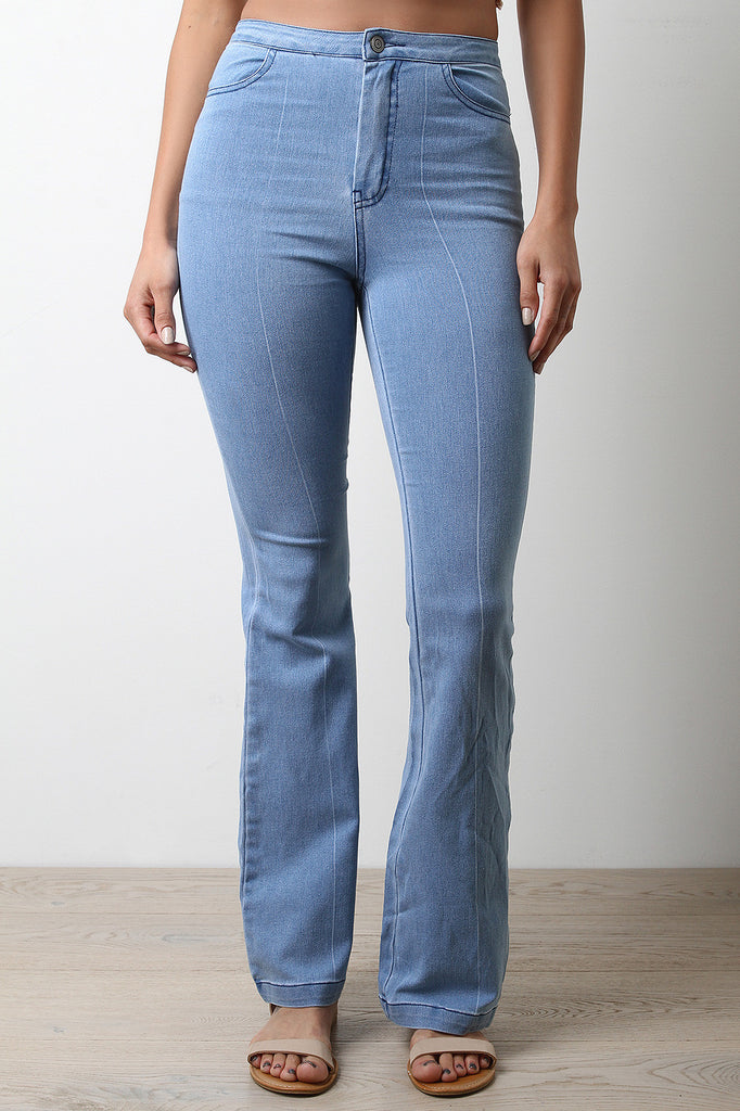Vintage Wash High Waist Bell Bottom Jeans