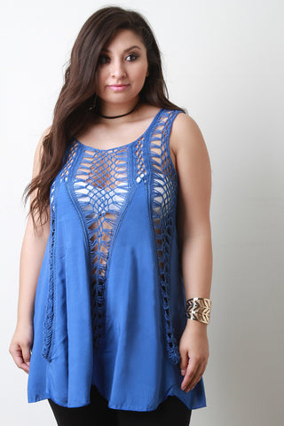 Crochet Open Back Short Sleeve Top