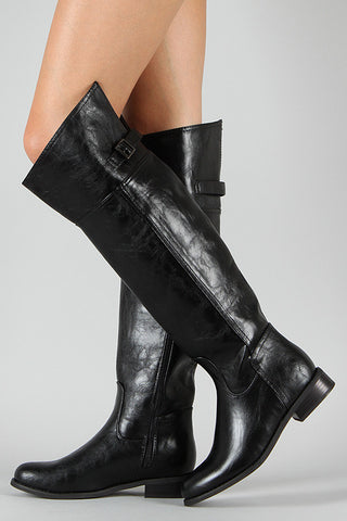 Bamboo Suede Fur Cuff Riding Knee High Boots