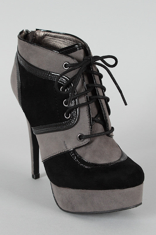 Dollhouse Fly Two Tone Lace Up Platform Bootie