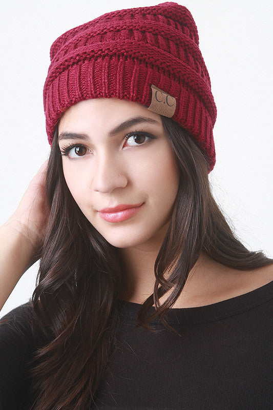 Solid Ridged Knit Beanie