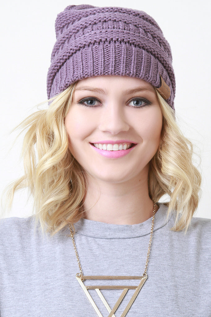 Solid Ridged Knit Beanie