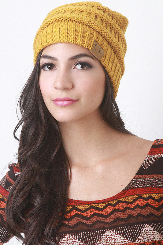 Solid Ridged Knit Beanie