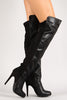 Breckelle Solid Round Toe Stiletto Thigh High Boot