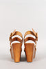 Bamboo Ankle Strap Platform Peep Toe Wedge