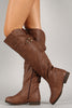 Buckle Round Toe Riding Knee High Boots