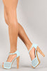 Bamboo Nubuck Perforated T-Strap Cork Platform Heel