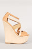 Dollhouse Two Tone Woven Cutout Peep Toe Platform Wedge