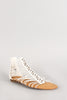 Bamboo Cut Out Elastic Strap Flat Sandal
