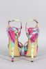 Liliana Feather Open Toe Platform Heel