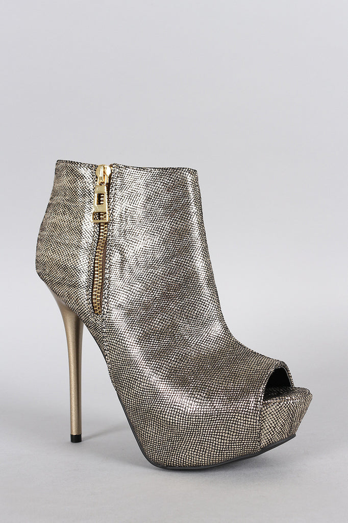 Qupid Lizard Sultry Peep Toe Bootie